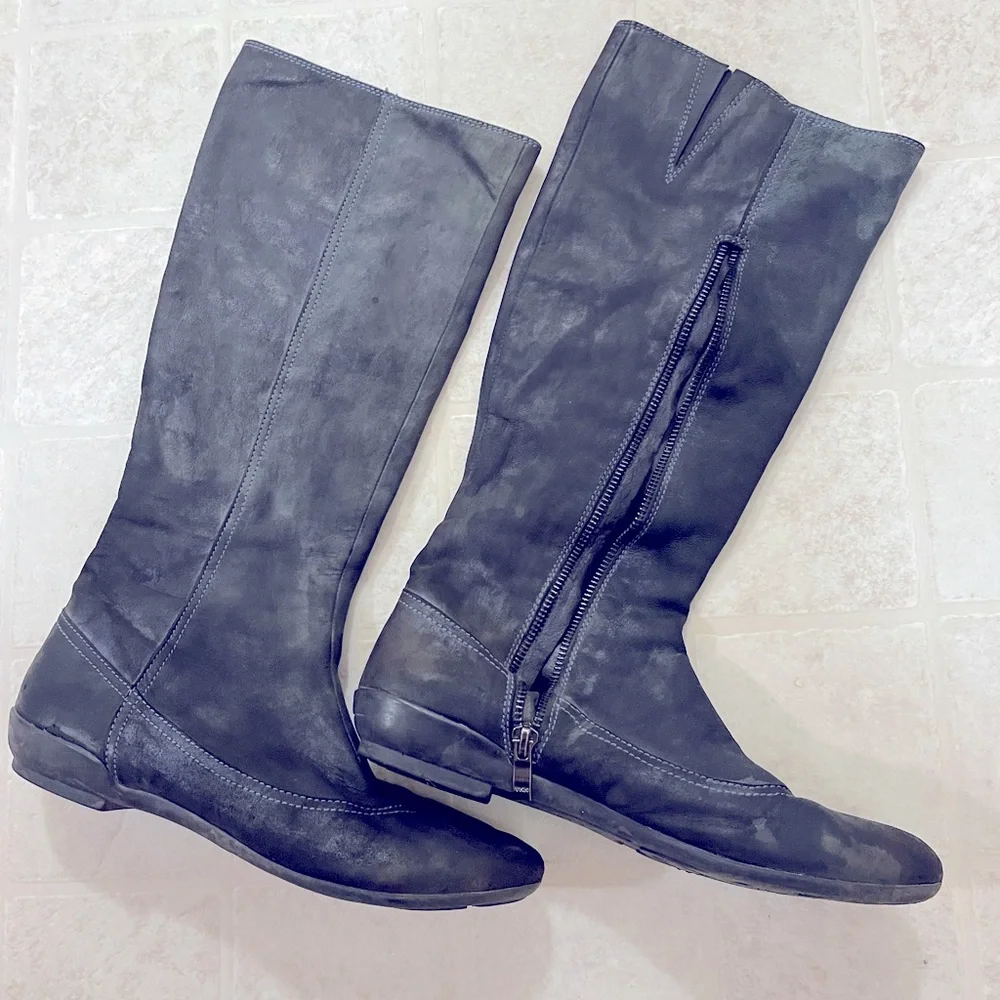 Blue Leather suede boots - Picture 1 of 10